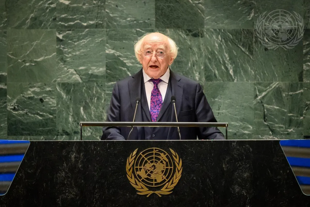 Irish President Says UN Can Call for Use of Force To Ensure Humanitarian Access in Palestine