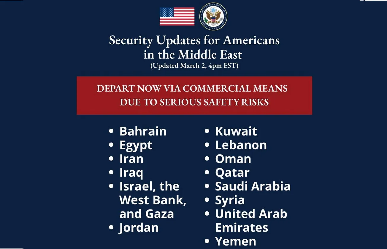 Americans Urged To Evacuate 14 Nations as War Spreads